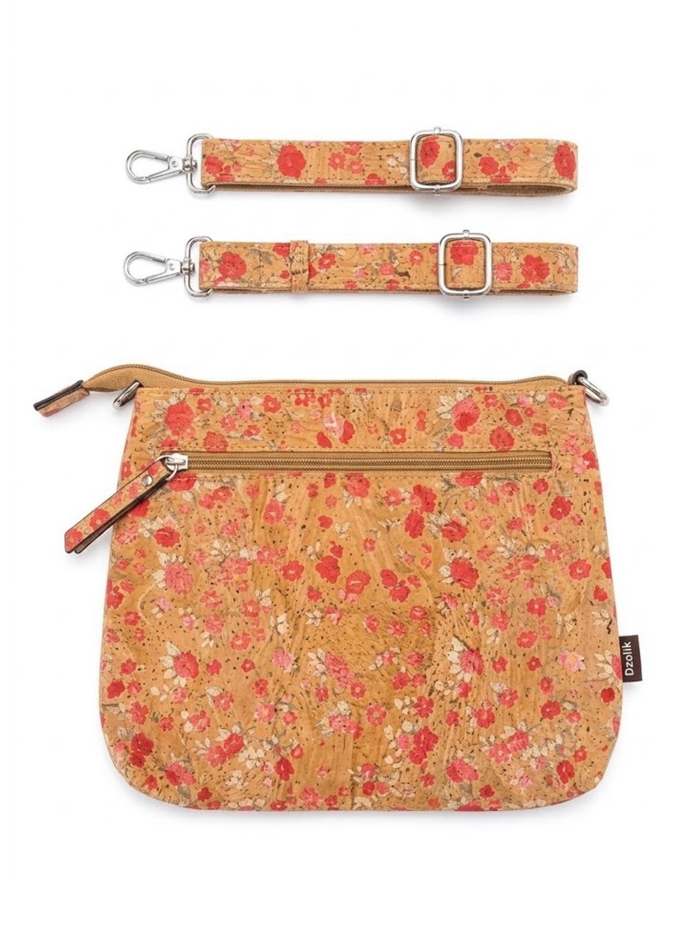 👜NWT DZOLIK Tan With Red Cork Crossbody Bag
